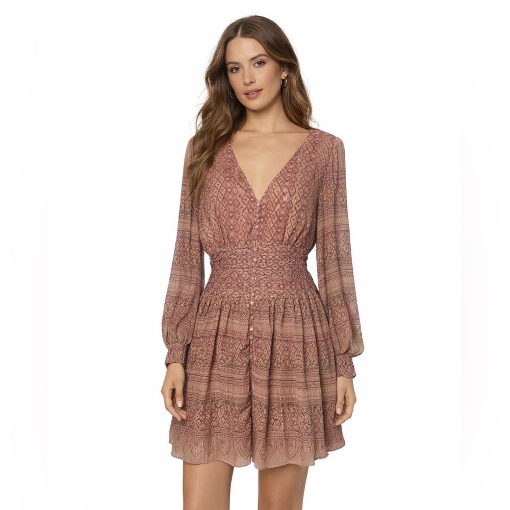 House Of Harlow 1960 Fitted Boho Fuchsia/Rose Dust Dress, Size M